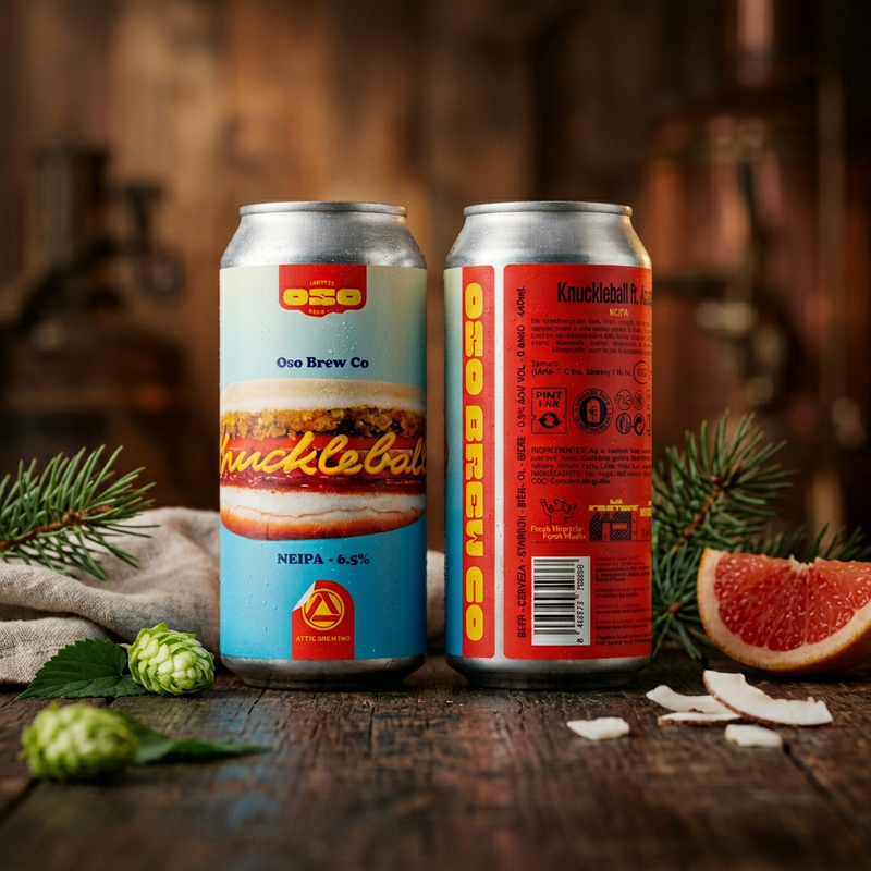 Knuckleball (Collab Attik) - Oso Brew Co IPA - New England / Hazy 440ml - 2
