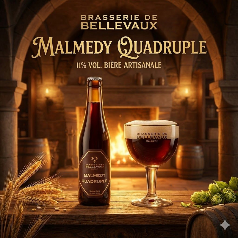 Krat 24 flesjes Malmedy Quadruple - Brasserie de Bellevaux Belgian Quadrupel 7920ml - 1