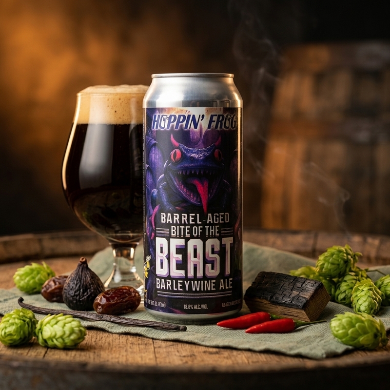 Barrel-Aged Bite of the Beast - Hoppin' Frog Brewery Barleywine - English 473ml - 1