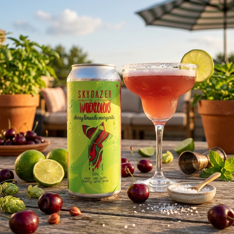 Watercolors Cherry Limeade Margarita - Skygazer Brewing Company Sour - Fruited 473ml - 1