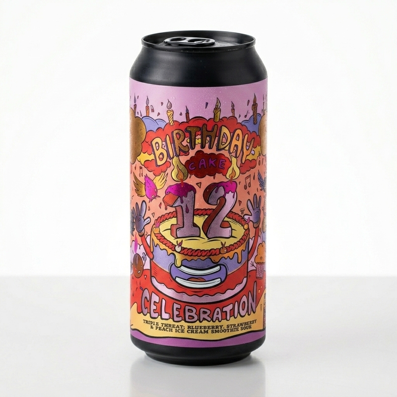 12th Birthday Cake Celebration: Triple Threat, Blueberry, Strawberry & Peach Iced Cream - Amundsen Brewery Sour - Smoothie / Pastry 440ml - 1