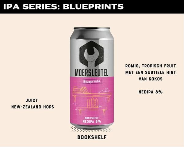 Blueprints: Bookshelf - Moersleutel Craft Brewery IPA - Imperial / Double New England / Hazy 440ml - 1