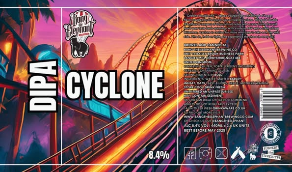 Cyclone - Bang The Elephant Brewing Co IPA - Imperial / Double New England / Hazy 440ml - 1