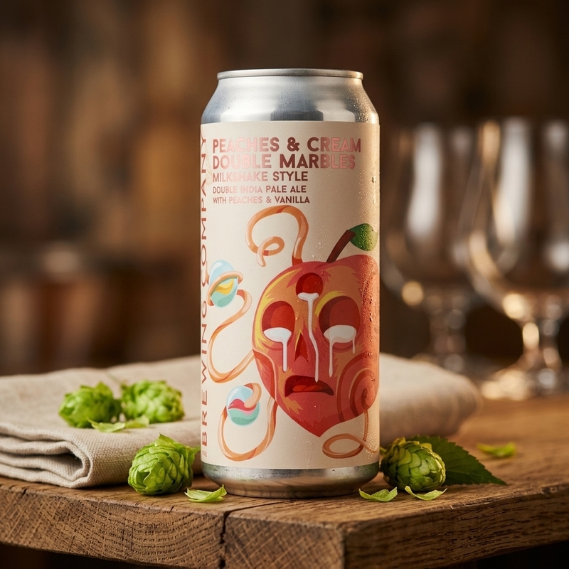 Peaches & Cream Double Marbles - More Brewing Company IPA - Imperial / Double Milkshake 473ml - 1