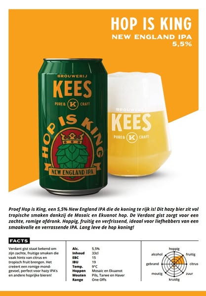 Hop Is King - Brouwerij Kees IPA - New England / Hazy 330ml - 1
