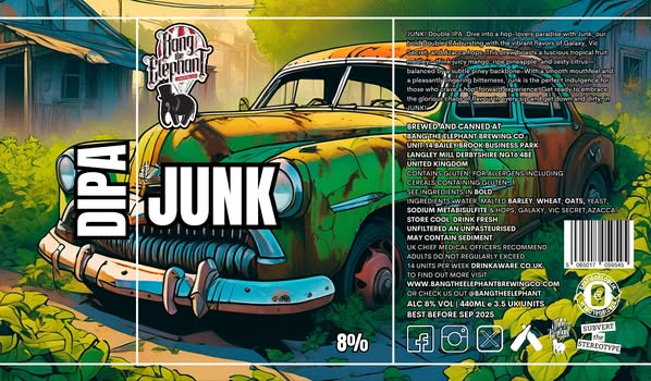 Junk - Bang The Elephant Brewing Co IPA - Imperial / Double New England / Hazy 440ml - 1