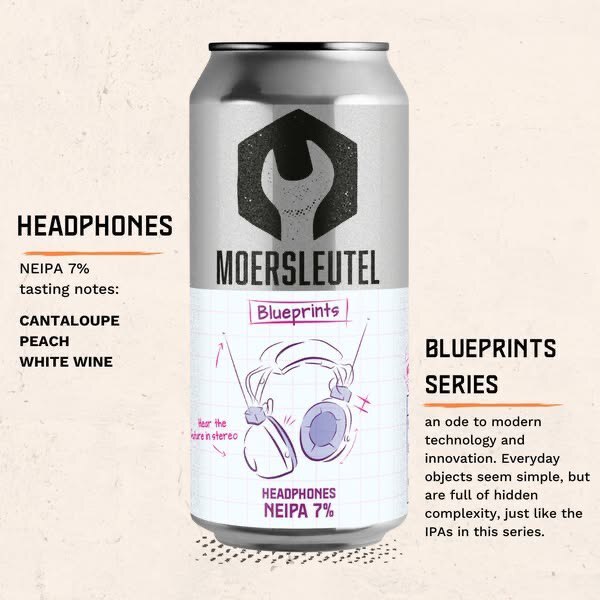 Blueprints: Headphones - Moersleutel Craft Brewery IPA - New England / Hazy 440ml - 1
