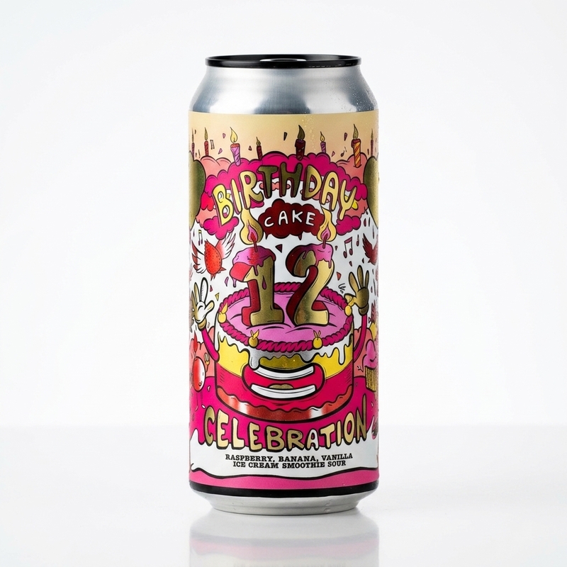 12th Birthday Cake Celebration: Raspberry, Banana, Vanilla Ice Cream - Amundsen Brewery Sour - Smoothie / Pastry 440ml - 1