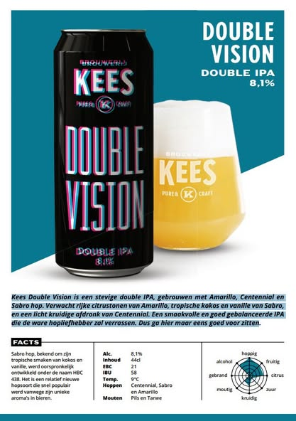 Double Vision - Brouwerij Kees IPA - Imperial / Double 440ml - 1