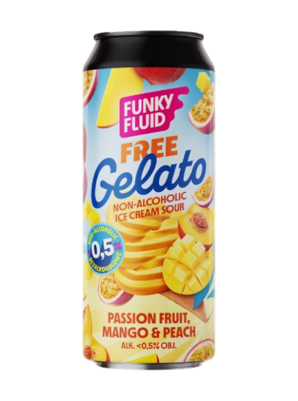 Free Gelato: Passionfruit, Mango & Peach - Funky Fluid Non-Alcoholic Beer - Sour 500ml - 1