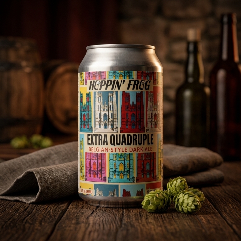Extra Quadruple Belgian-style Dark Ale - Hoppin' Frog Brewery Belgian Quadrupel 355ml - 1