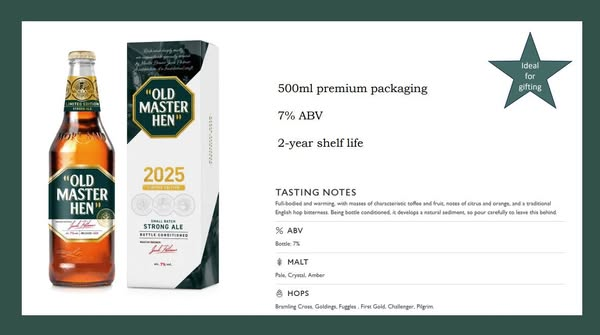 Old Master Hen 2025 - Greene King Strong Ale - English 500ml - 1