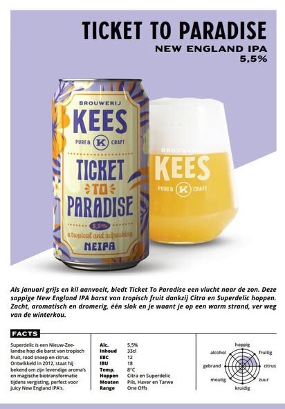Ticket To Paradise - Brouwerij Kees IPA - New England / Hazy 330ml - 1