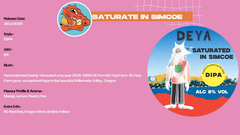 Saturated In Simcoe - DEYA Brewing Company IPA - Imperial / Double New England / Hazy 500ml - 1