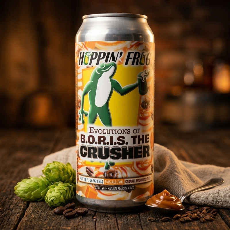 Evolutions of B.O.R.I.S. the Crusher Caramel Macchiato - Hoppin' Frog Brewery Stout - Russian Imperial 473ml - 1