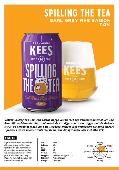 Spilling The Tea - Brouwerij Kees Farmhouse Ale - Saison 330ml - 1