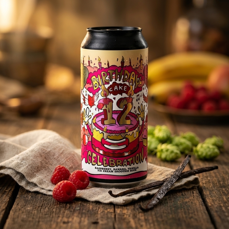 12th Birthday Cake Celebration: Raspberry, Banana, Vanilla Ice Cream - Amundsen Brewery Sour - Smoothie / Pastry 440ml - 2