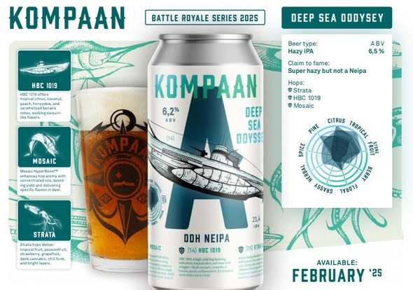 Battle Royale: Deep Sea Odyssey - KOMPAAN Dutch Craft Beer Company IPA - New England / Hazy 440ml - 1