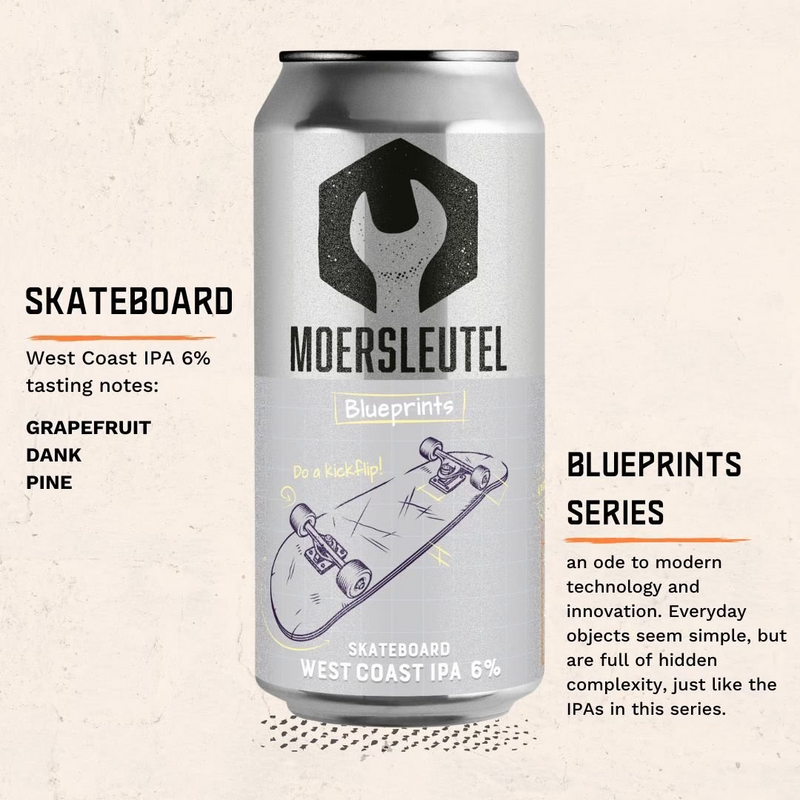 Blueprints: Skateboard - Moersleutel Craft Brewery IPA - American 440ml - 1