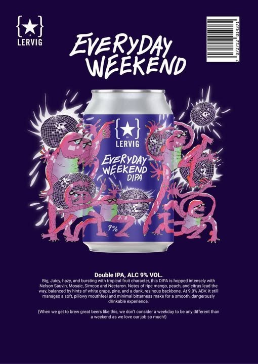 Everyday Weekend DIPA - LERVIG IPA - Imperial / Double New England / Hazy 330ml - 1