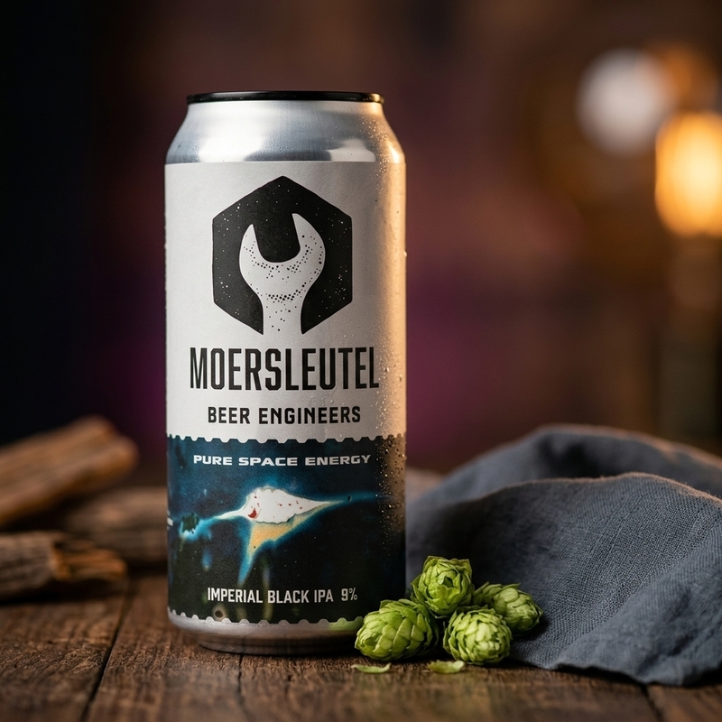 Pure Space Energy: Gamma-Ray Burst - Moersleutel Craft Brewery IPA - Black / Cascadian Dark Ale 440ml - 2